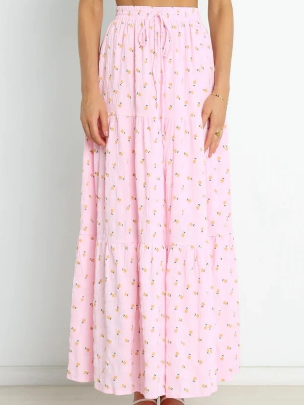 NWT Petal And Pup Women's Pink Adelaide Skirt Floral Maxi Tie Waist Lined sz 4